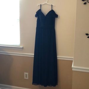 Dark Navy blue bridesmaid/ formal floor length dress